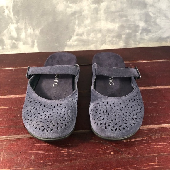 Vionic Lidia Slip- On Mules in Navy Blue Suede Leather Women's Size 6 - Picture 4 of 8